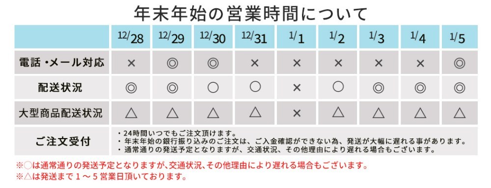 年末年始の営業時間