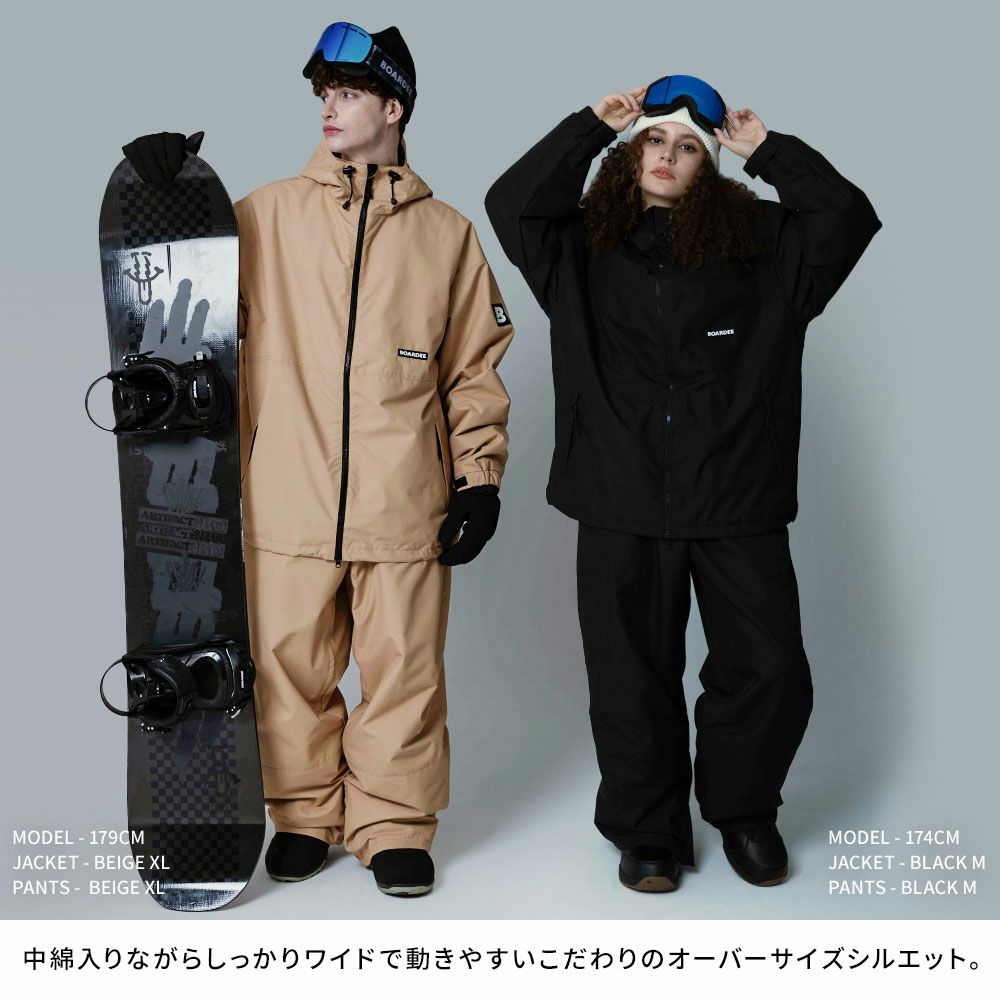 MAHF ワイドスノーパンツ ベージュ ウエスト調整可能 SNOW WIDE BIB