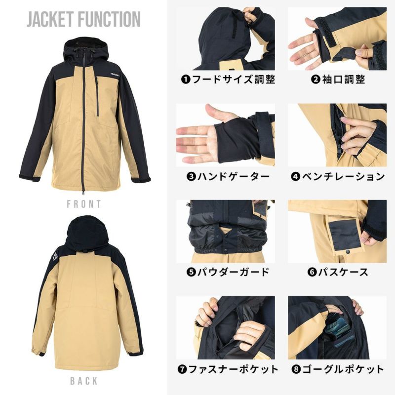 スノボウェア メンズ 上下セット スノーボードウェア 耐水20,000mm